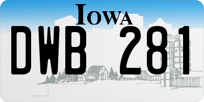 IA license plate DWB281