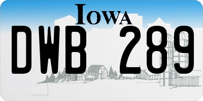 IA license plate DWB289