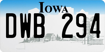 IA license plate DWB294
