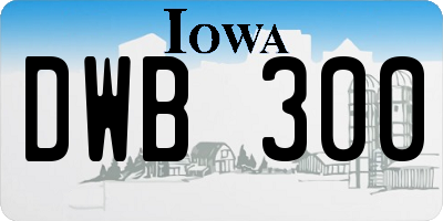 IA license plate DWB300