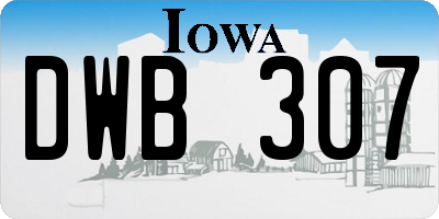 IA license plate DWB307