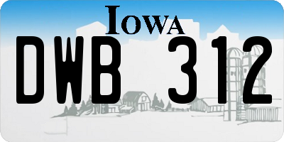 IA license plate DWB312
