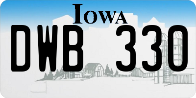 IA license plate DWB330