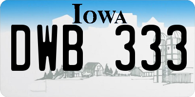 IA license plate DWB333