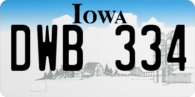IA license plate DWB334