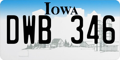 IA license plate DWB346