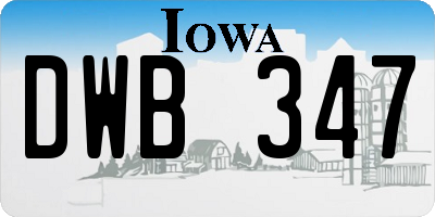IA license plate DWB347
