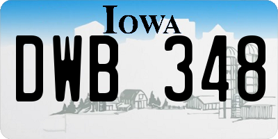 IA license plate DWB348