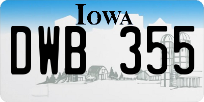 IA license plate DWB355