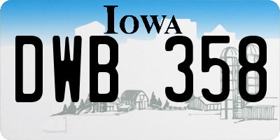 IA license plate DWB358