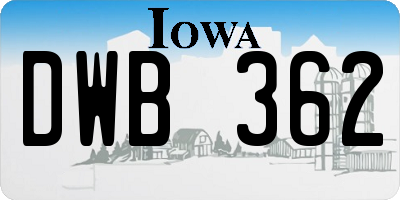 IA license plate DWB362