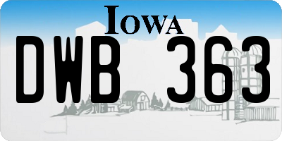 IA license plate DWB363