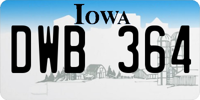 IA license plate DWB364