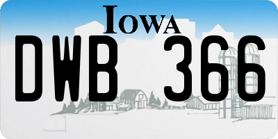 IA license plate DWB366