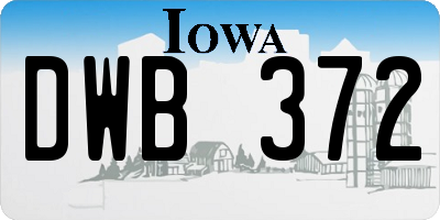 IA license plate DWB372