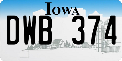 IA license plate DWB374