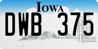 IA license plate DWB375