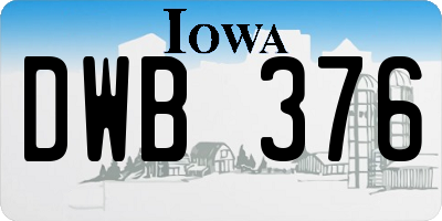 IA license plate DWB376