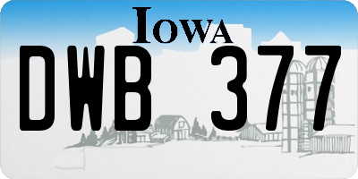 IA license plate DWB377