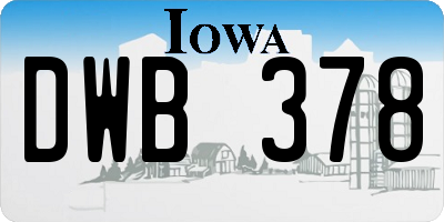 IA license plate DWB378