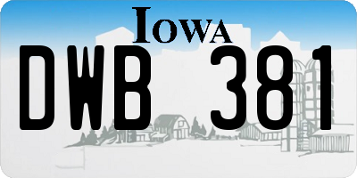 IA license plate DWB381