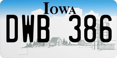 IA license plate DWB386
