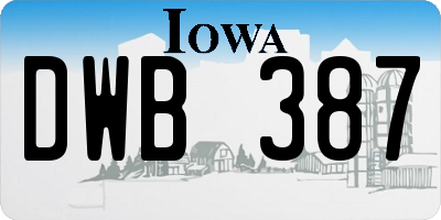 IA license plate DWB387
