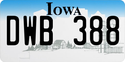 IA license plate DWB388
