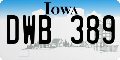 IA license plate DWB389