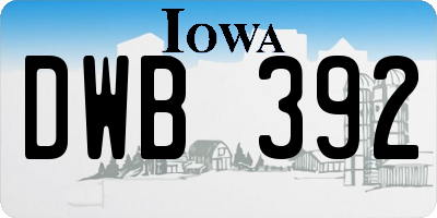 IA license plate DWB392