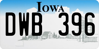 IA license plate DWB396