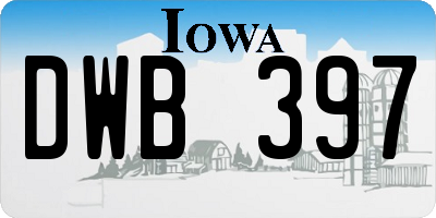 IA license plate DWB397