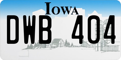 IA license plate DWB404