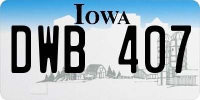 IA license plate DWB407