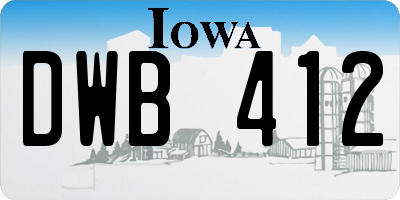 IA license plate DWB412
