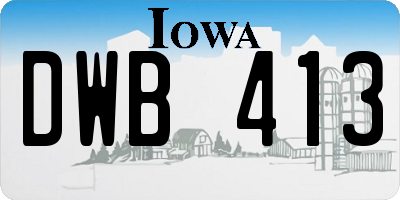 IA license plate DWB413