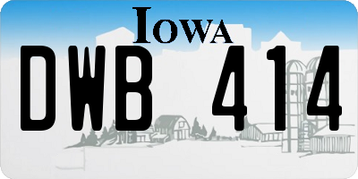 IA license plate DWB414