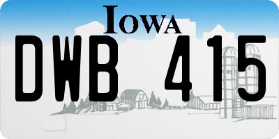 IA license plate DWB415
