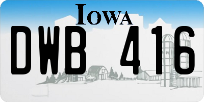 IA license plate DWB416