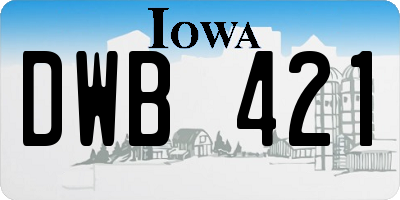 IA license plate DWB421