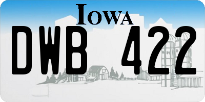 IA license plate DWB422