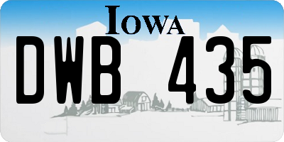 IA license plate DWB435