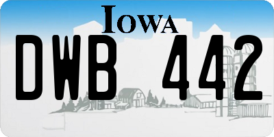 IA license plate DWB442