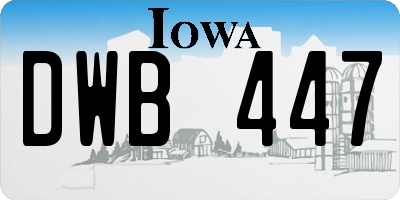 IA license plate DWB447