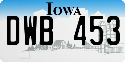 IA license plate DWB453