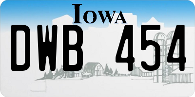 IA license plate DWB454