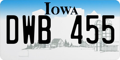 IA license plate DWB455