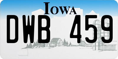 IA license plate DWB459