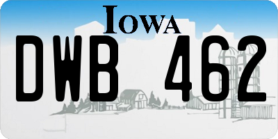 IA license plate DWB462