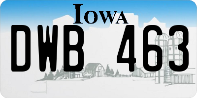 IA license plate DWB463
